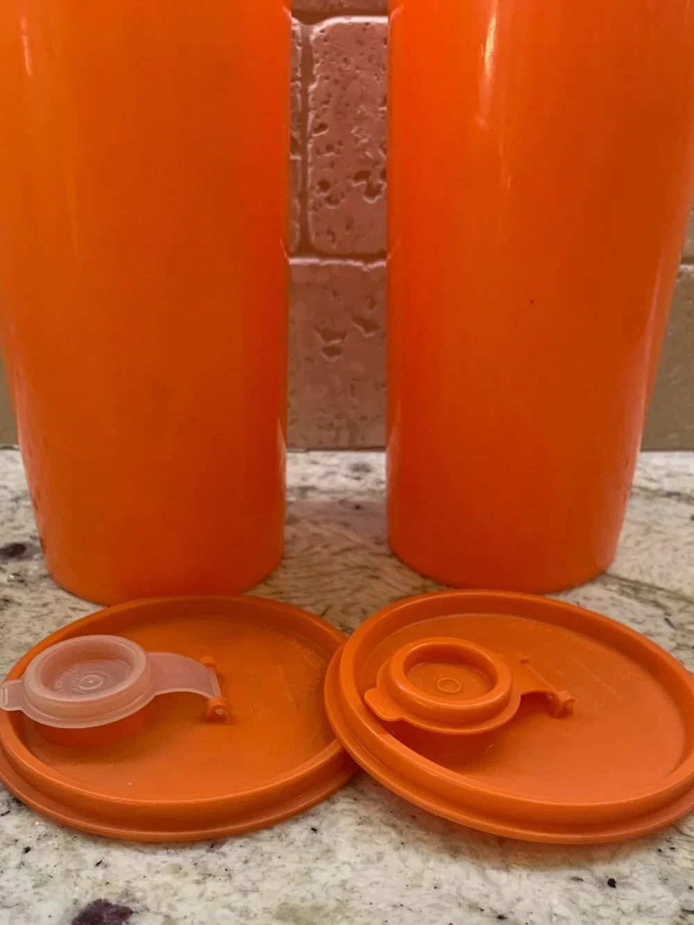 Tupperware Orange Travel tumbler set of 2, flip top lids